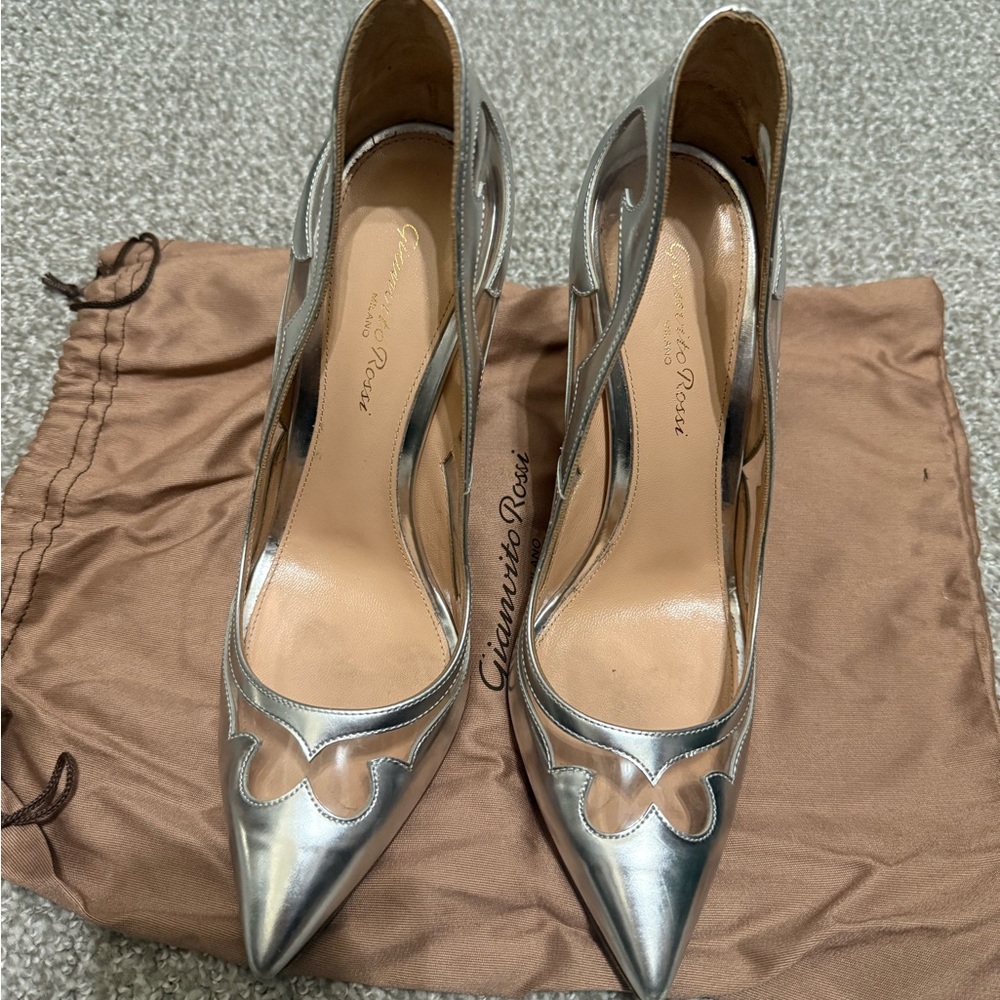 Gianvito Rossi Metallic Silver Heels